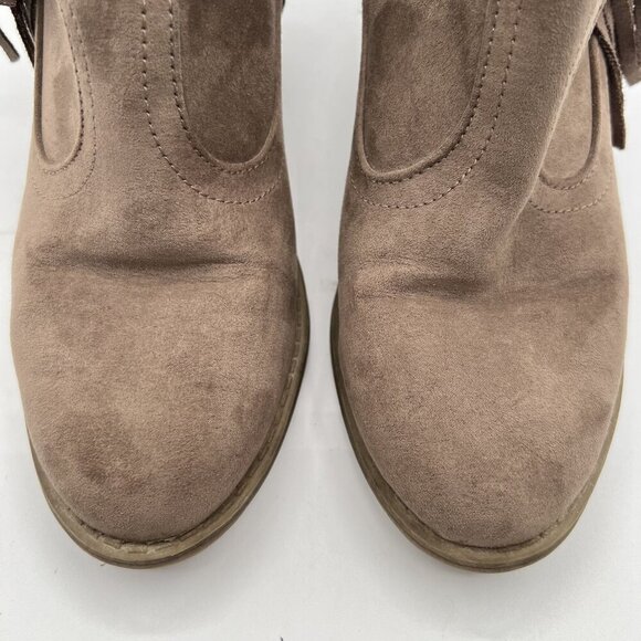 Faded Glory Women 9 Brown Fringe Faux Suede Zip Heel Ankle Boots Western Cowgirl - Picture 7 of 16